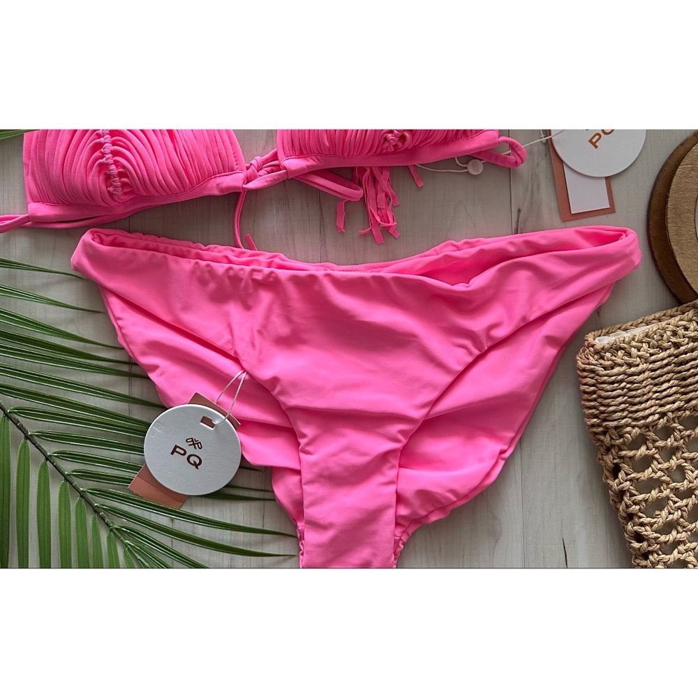 PQ Ruched Bikini Bottom in Vivid Pink 💕